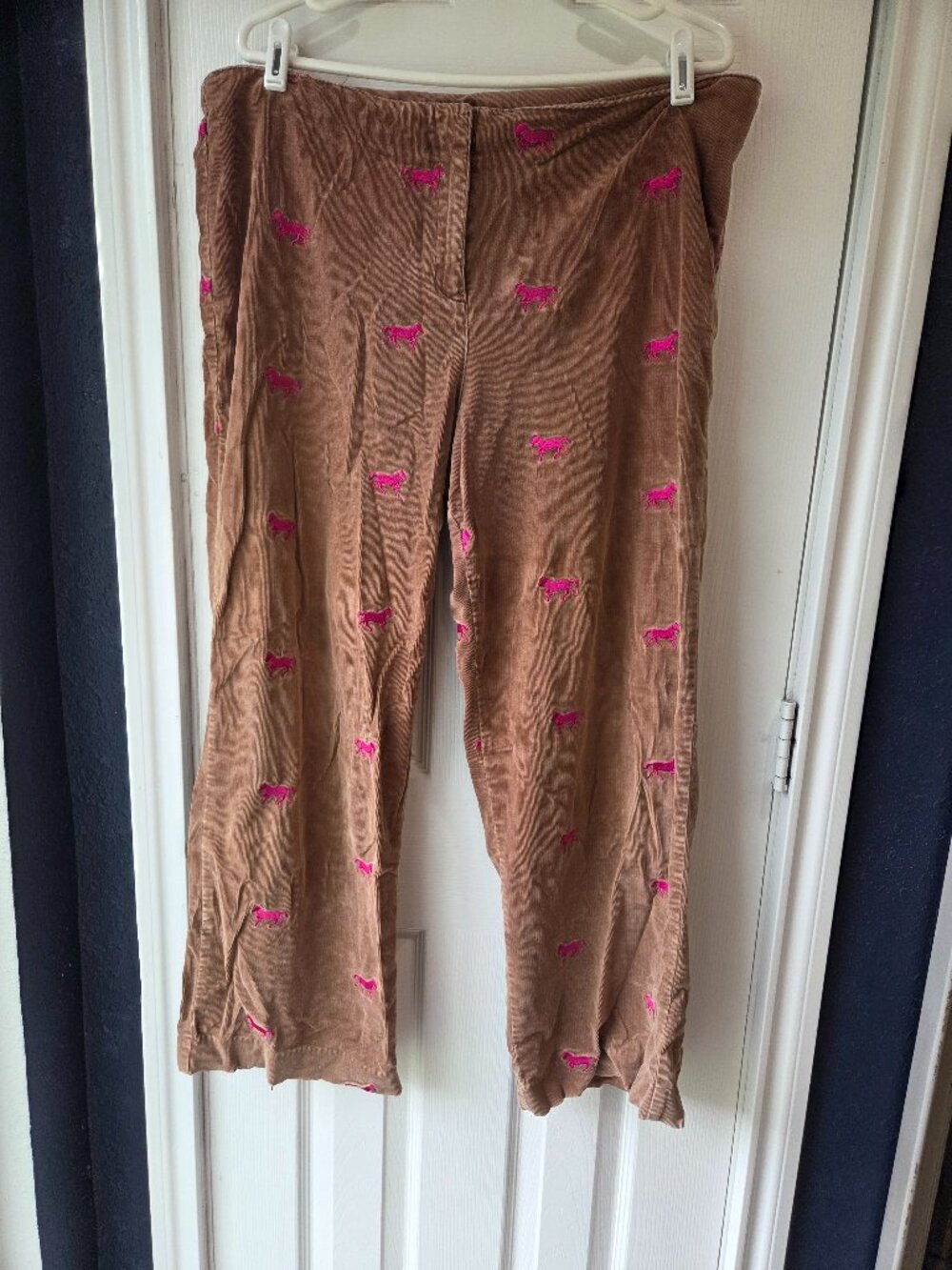 Lilly Pulitzer Women's Corduroy Size 14 Embroidered Horse Tan Stretch